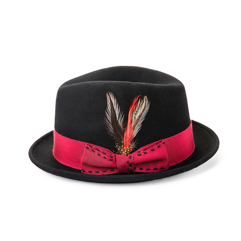 跨境熱銷靈瓏秋冬純羊毛爵士禮帽時尚羊毛氈帽萬圣節帽子工廠批發